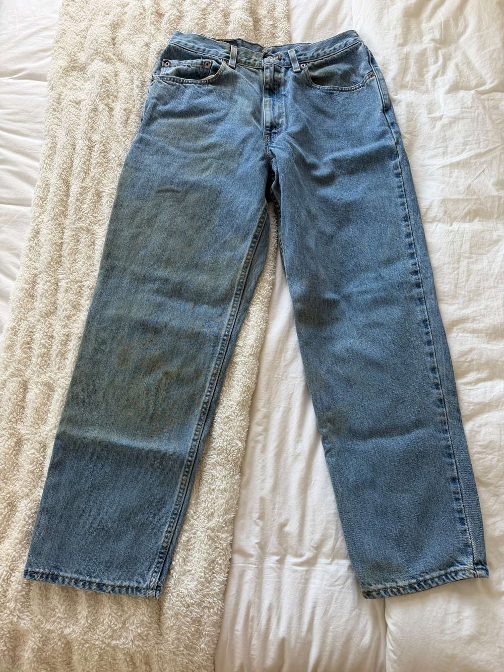 VTG Levi's 550 Relaxed Fit Made In USA Blue Denim Jeans Men 34x30 Stained Trashd